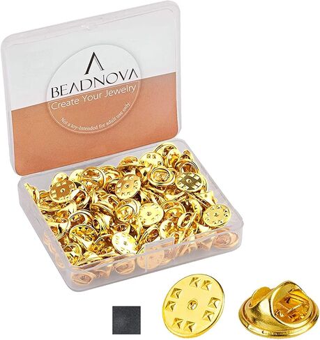 100 قطعة من BEADNOVA دبوس خلفي على شكل فراشة وغطاء دبوس بديل لظهر دبوس معدني للشارات، دبوس طية صدر السترة (100 قطعة، ذهبي) in Saudi Arabia