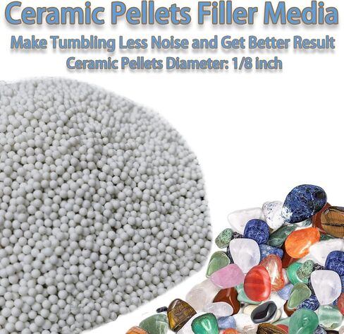 طقم وسائط حصى بهلوان صخري 4 رطل، مجموعة 5 في 1 من روك تمبلر - تتضمن 3 رطل 4 خطوات من حبيبات التلميع + 1 رطل 3 مم من وسائط حشو حبيبات السيراميك، مجموعة لوازم تلميع الصخور - أدوات تلميع الحجر in Kuwait