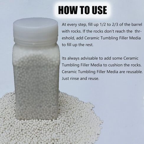 طقم وسائط حصى بهلوان صخري 4 رطل، مجموعة 5 في 1 من روك تمبلر - تتضمن 3 رطل 4 خطوات من حبيبات التلميع + 1 رطل 3 مم من وسائط حشو حبيبات السيراميك، مجموعة لوازم تلميع الصخور - أدوات تلميع الحجر in Kuwait