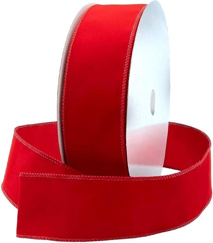 Red Velvet Ribbon Wired 2.5 Inch Wide X 30 Yards Long Wire Edge Trim Christmas Tree Ribbons for Gift Wrapping Indoor Outdoor Bows Xmas Trees Decoration Trimmings Gifts Wreaths Home Decor Tree Topper in Saudi Arabia
