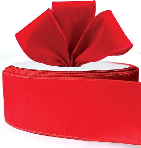 Red Velvet Ribbon Wired 2.5 Inch Wide X 30 Yards Long Wire Edge Trim Christmas Tree Ribbons for Gift Wrapping Indoor Outdoor Bows Xmas Trees Decoration Trimmings Gifts Wreaths Home Decor Tree Topper in Saudi Arabia