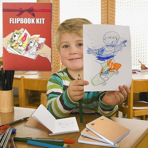 Flip Book Kit with LED Light Pad,Includes A5 LED Light Board&720 Sheets Flipbook&Binding Screws,Flipbook Paper with Pre-drilled Holes for Drawing and Tracing (Paper with Pad) in Kuwait