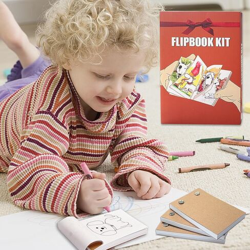 Flip Book Kit with LED Light Pad,Includes A5 LED Light Board&720 Sheets Flipbook&Binding Screws,Flipbook Paper with Pre-drilled Holes for Drawing and Tracing (Paper with Pad) in Kuwait
