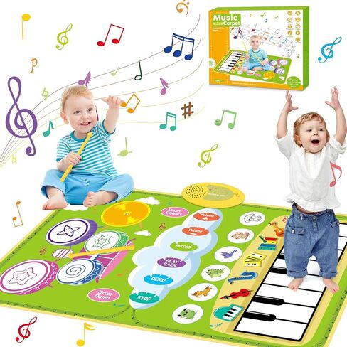 Biulotter 1 Year Old Girl Gifts, Piano Mat Baby Toys for 1 Year Old Girls & Boys, 3 in 1 Music Mat with Keyboard & Drum, Early Educational Musical Toys Birthday Gifts for 1 2 3 Year Old Girls & Boys in Kuwait