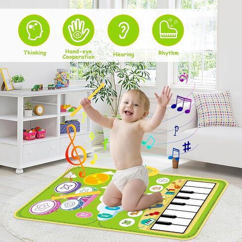 Biulotter 1 Year Old Girl Gifts, Piano Mat Baby Toys for 1 Year Old Girls & Boys, 3 in 1 Music Mat with Keyboard & Drum, Early Educational Musical Toys Birthday Gifts for 1 2 3 Year Old Girls & Boys in Kuwait