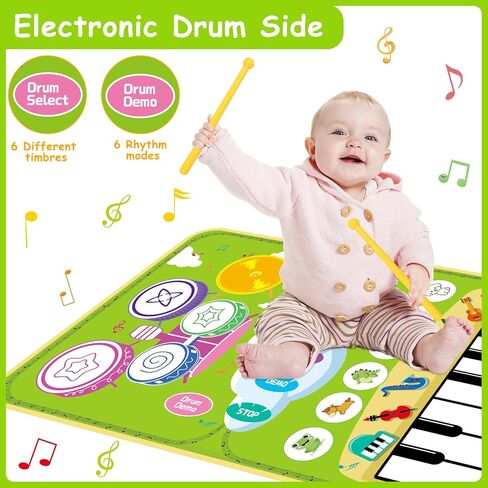 Biulotter 1 Year Old Girl Gifts, Piano Mat Baby Toys for 1 Year Old Girls & Boys, 3 in 1 Music Mat with Keyboard & Drum, Early Educational Musical Toys Birthday Gifts for 1 2 3 Year Old Girls & Boys in Kuwait