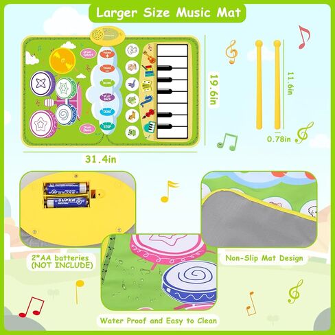 Biulotter 1 Year Old Girl Gifts, Piano Mat Baby Toys for 1 Year Old Girls & Boys, 3 in 1 Music Mat with Keyboard & Drum, Early Educational Musical Toys Birthday Gifts for 1 2 3 Year Old Girls & Boys in Kuwait