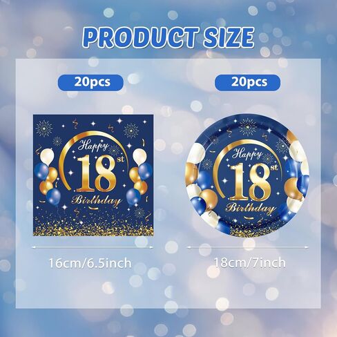 40PCS 100th Birthday Party Supplies Navy Blue and Gold Happy 100th Birthday Anniversary Disposable Tableware Include Plates and Napkins for Man Serve 20 in Kuwait