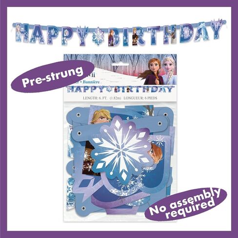 Frozen Birthday Party Supplies Set | Frozen Party Decorations | Frozen Party Supplies | Frozen 2 Theme With Elsa, Anna & Olaf for Boys & Girls | With Banner, Tablecloth / Table Cover, Dinner & Cake Plates, Napkins, Cups, Button | Serves 16 Guests in Saudi Arabia