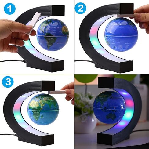 FUGEST Magnetic Levitation Floating Globe World Map with C Shape Base (Blue 3" Globe) in Saudi Arabia