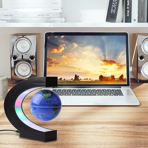 FUGEST Magnetic Levitation Floating Globe World Map with C Shape Base (Blue 3" Globe) in Saudi Arabia