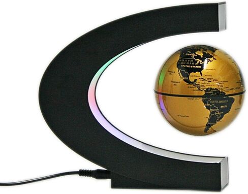 Senders Floating Globe with LED Lights C Shape Magnetic Levitation Floating Globe World Map for Desk Decoration (Gold) in Kuwait
