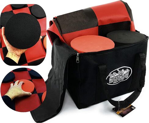 Matty's Toy Stop Deluxe Giant Checkers (Indoor/Outdoor) Game with 6" Foam Discs, 48" (4 feet x 4 feet) Game Mat and Storage Bag in Saudi Arabia