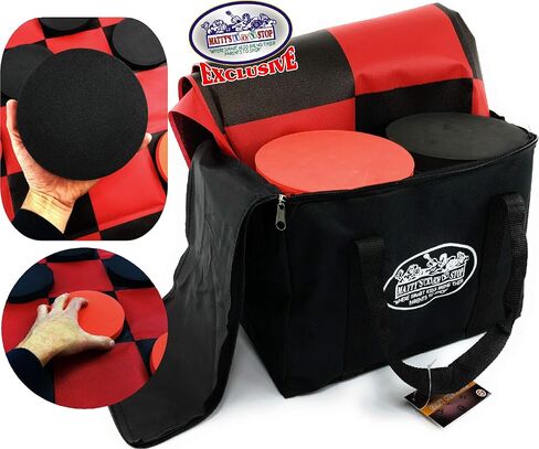 Matty's Toy Stop Deluxe Giant Checkers (Indoor/Outdoor) Game with 6" Foam Discs, 48" (4 feet x 4 feet) Game Mat and Storage Bag in Saudi Arabia