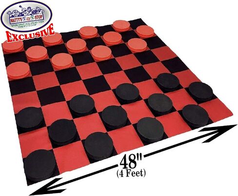 Matty's Toy Stop Deluxe Giant Checkers (Indoor/Outdoor) Game with 6" Foam Discs, 48" (4 feet x 4 feet) Game Mat and Storage Bag in Saudi Arabia