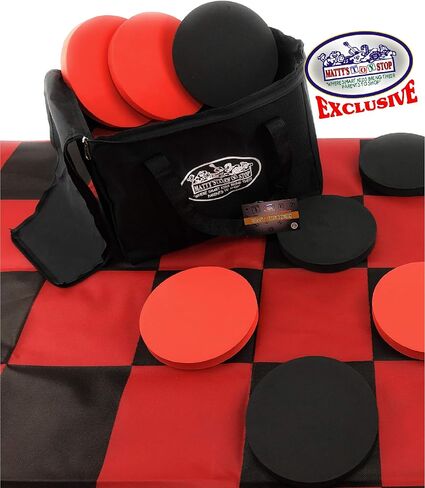 Matty's Toy Stop Deluxe Giant Checkers (Indoor/Outdoor) Game with 6" Foam Discs, 48" (4 feet x 4 feet) Game Mat and Storage Bag in Saudi Arabia