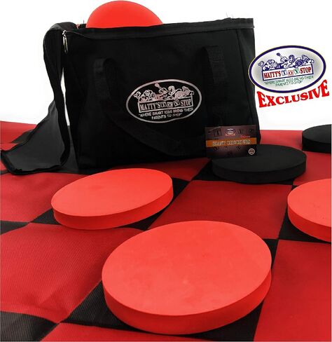 Matty's Toy Stop Deluxe Giant Checkers (Indoor/Outdoor) Game with 6" Foam Discs, 48" (4 feet x 4 feet) Game Mat and Storage Bag in Saudi Arabia