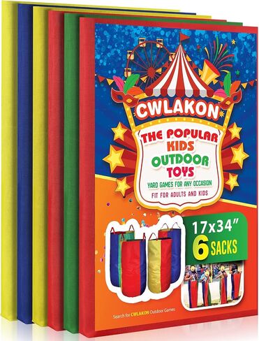 CWLAKON Outdoor Games, Potato Sack Race Bags for Kids Adults, Egg Spoon Relay Race, 3 Legged Race Bands, Birthday Party, Field Day Family Reunion Carnival Outside Yard Lawn Easter Fall Festival Games in Saudi Arabia