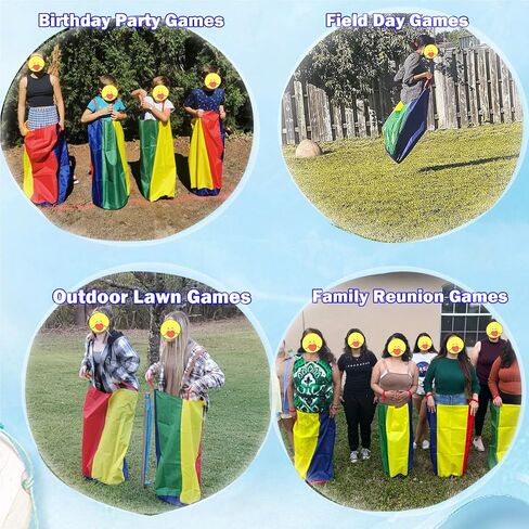 CWLAKON Outdoor Games, Potato Sack Race Bags for Kids Adults, Egg Spoon Relay Race, 3 Legged Race Bands, Birthday Party, Field Day Family Reunion Carnival Outside Yard Lawn Easter Fall Festival Games in Saudi Arabia