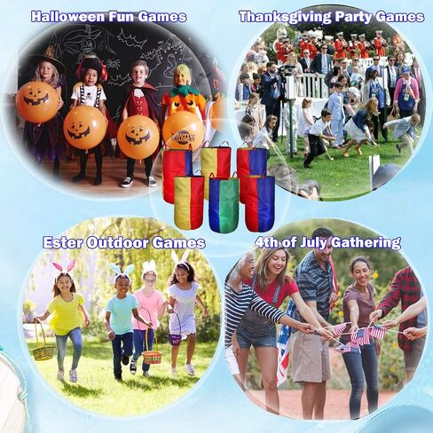 CWLAKON Outdoor Games, Potato Sack Race Bags for Kids Adults, Egg Spoon Relay Race, 3 Legged Race Bands, Birthday Party, Field Day Family Reunion Carnival Outside Yard Lawn Easter Fall Festival Games in Saudi Arabia