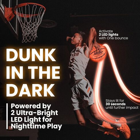 Wave Runner Glow in The Dark Basketball -Official Size 7 Light Up Toys for Night Ball Games, Regulation Size, Tap Activated - Ideal Glow Basketball Gifts and Toy Basketball for All Ages in Kuwait