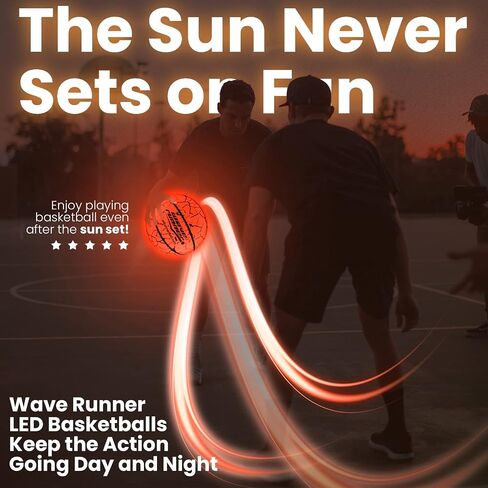 Wave Runner Glow in The Dark Basketball -Official Size 7 Light Up Toys for Night Ball Games, Regulation Size, Tap Activated - Ideal Glow Basketball Gifts and Toy Basketball for All Ages in Kuwait