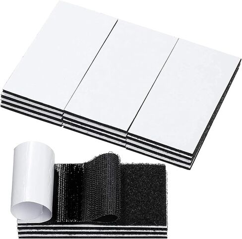 JEWOSTER 20 Sets 2x4 Inch Hook and Loop Strips with Adhesive - Double Sided Tape Heavy Duty for Wall Crafts - Sticky Back Fastener Mounting Tape for Home or Office Use,Indoor & Outdoor Use,Black (20) in Kuwait