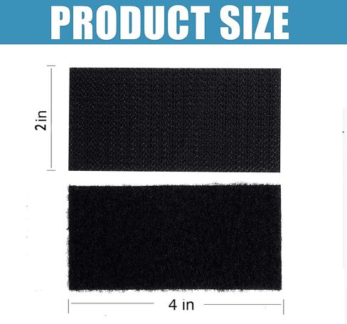 JEWOSTER 20 Sets 2x4 Inch Hook and Loop Strips with Adhesive - Double Sided Tape Heavy Duty for Wall Crafts - Sticky Back Fastener Mounting Tape for Home or Office Use,Indoor & Outdoor Use,Black (20) in Kuwait