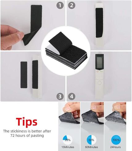 JEWOSTER 20 Sets 2x4 Inch Hook and Loop Strips with Adhesive - Double Sided Tape Heavy Duty for Wall Crafts - Sticky Back Fastener Mounting Tape for Home or Office Use,Indoor & Outdoor Use,Black (20) in Kuwait