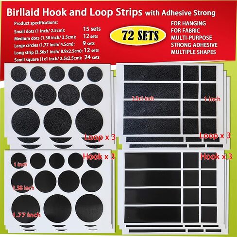 مجموعة من 72 شريط لاصق فيلكرو لجهاز التحكم عن بعد والصور والستائر وتنظيم المكتب والمدرسة، شريط مزدوج الجوانب لوسائد الاريكة والسجاد والمرتبة، اشكال واستخدامات مختلفة in Kuwait