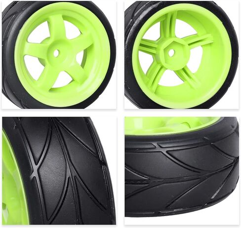 Pre-Glued OD 2.55" 12mm Hex Wheels Rims and Rubber Tires for Traxxas Tamiya HPI HSP Redcat RC 1/10 On Road Racing Car, Set of 4 (Color C) in Saudi Arabia