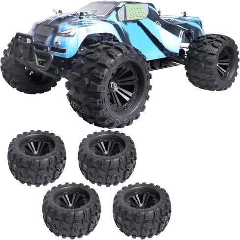 4Pcs 2.8 Preglued Mounted OD 125mm 1/10 RC Truck Tires and Wheels 12mm Hex Hubs for Traxxas Stampede Rustler VXL 4x4 2WD Redcat Volcano EPX Pro Exceed Infinitive in Saudi Arabia