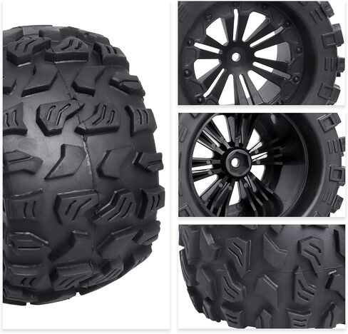 4Pcs 2.8 Preglued Mounted OD 125mm 1/10 RC Truck Tires and Wheels 12mm Hex Hubs for Traxxas Stampede Rustler VXL 4x4 2WD Redcat Volcano EPX Pro Exceed Infinitive in Saudi Arabia
