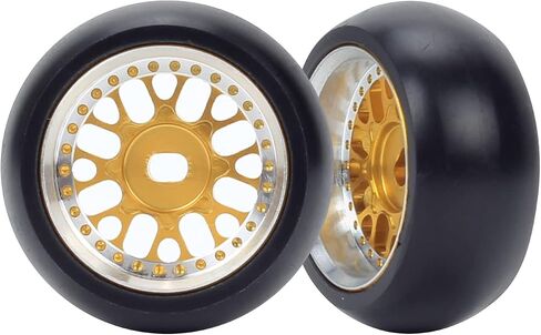 RCAWD RC Drift Wheels Enlarged Alum Rim Classic Drift Tire for 1/28 Kyosho Mini-Z Mini-Q Mini-D Wltoys K969 K989 P929 Upgrade Parts OD 29mm Width 11mm (Yellow) in Kuwait