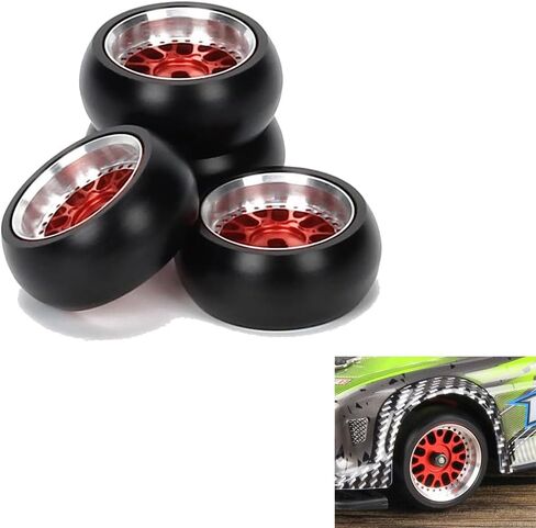 RCAWD RC Drift Wheels Enlarged Alum Rim Classic Drift Tire for 1/28 Kyosho Mini-Z Mini-Q Mini-D Wltoys K969 K989 P929 Upgrade Parts OD 29mm Width 11mm (Yellow) in Kuwait
