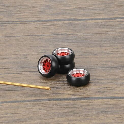 RCAWD RC Drift Wheels Enlarged Alum Rim Classic Drift Tire for 1/28 Kyosho Mini-Z Mini-Q Mini-D Wltoys K969 K989 P929 Upgrade Parts OD 29mm Width 11mm (Yellow) in Kuwait