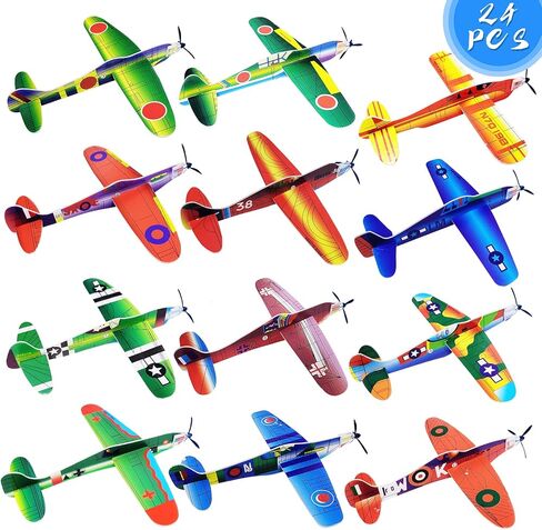 8" Airplane Toy,12 Different Designs Planes Toys For Boys,Foam Glider Planes Toys,Birthday Favors Lightweight Paper Airplanes,Individually Packed Outdoor Flying Toys,Party Favors For kids 8-12(12 PCS) in Kuwait