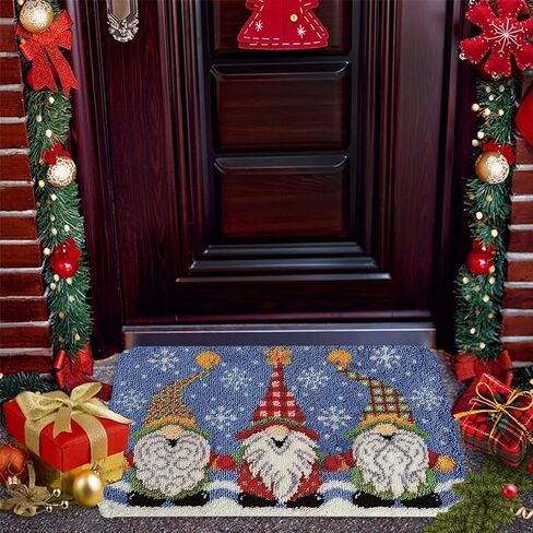 SxLingerie عيد الميلاد المزلاج هوك البساط أطقم DIY غزل الكروشيه غزل السجاد هوكينغ الحرفية كيت مع اللون قماش طباعة مسبقا تصميم نمط عيد الميلاد غنوم للبالغين الأطفال هدية عيد الميلاد 20.5 بوصة × 14 بوصة in Saudi Arabia