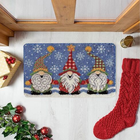 SxLingerie عيد الميلاد المزلاج هوك البساط أطقم DIY غزل الكروشيه غزل السجاد هوكينغ الحرفية كيت مع اللون قماش طباعة مسبقا تصميم نمط عيد الميلاد غنوم للبالغين الأطفال هدية عيد الميلاد 20.5 بوصة × 14 بوصة in Saudi Arabia