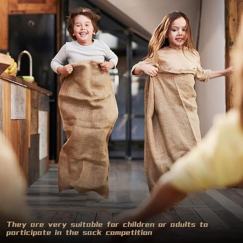 2 Pack Large Burlap Sack,24x40 Reusable Woven Jute Bag for Potato Sack Race,Backyard Gardening, Food Storage,Halloween Costume,Easter,Big Burlap Sack for Family Carnival Games in Kuwait