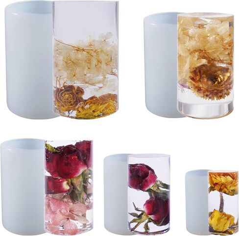 LUXWIN 5 قطع / مجموعة قوالب شمع أسطوانية لصنع الشمع، 5 أحجام قوالب شمع الراتينج العمودية، قوالب لصب الراتينج إيبوكسي لصنع الشموع والصابون وتزيين المنزل in Kuwait