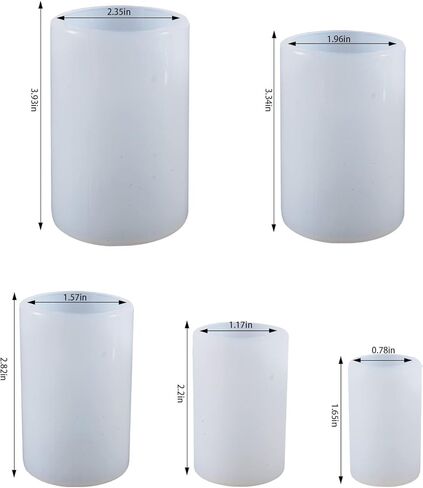 LUXWIN 5 قطع / مجموعة قوالب شمع أسطوانية لصنع الشمع، 5 أحجام قوالب شمع الراتينج العمودية، قوالب لصب الراتينج إيبوكسي لصنع الشموع والصابون وتزيين المنزل in Kuwait