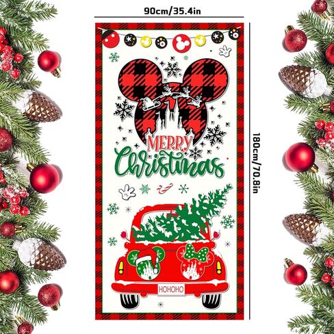 لافتة باب زينة عيد الميلاد على شكل فأر كرتوني، مقاس 35.4 × 70.8 بوصة، زينة باب عيد الميلاد، غطاء باب كبير لعيد الميلاد لمستلزمات حفلات الشتاء والعطلات in Kuwait