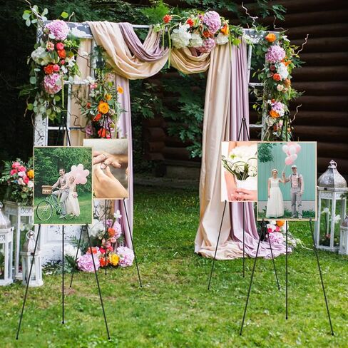 Easel Stand for Display, Easel Stand for Wedding Sign, 63" Folding Poster Easel, Floor Stand for Sign, Collapsable Portable Tripod, Art Poster Metal Stand for Display Show(1 Pack) in Saudi Arabia