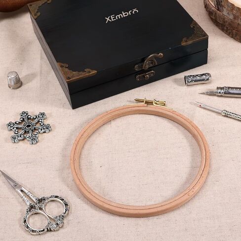 XEmbro Vintage Embroidery Scissors Set, Embroidery Accessories Box with Vintage Scissors and Beechwood Embroidery Hoop, European Style Embroidery Kit Gift for Cross Stitch and Needlework Lover in Kuwait