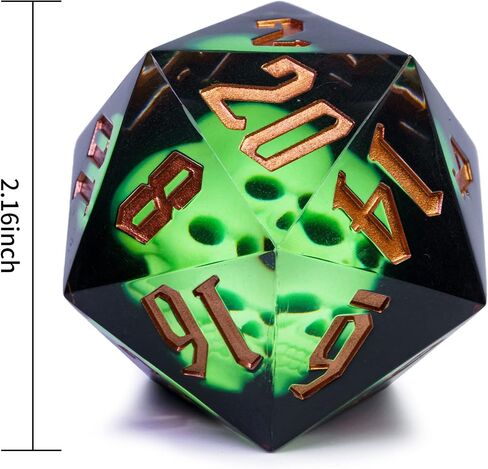 Cusdie Handmade DND Dice, Liquid Core Dice Set D&D Quicksand Sharp Dice, 7 PCs Transparent Polyhedral Dice Set for Dungeons & Dragons RPG MTG and Other Table Games(Blue and Green) in Kuwait