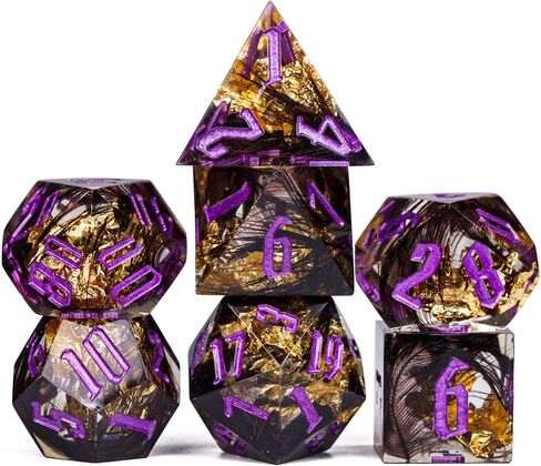 Cusdie Handmade DND Dice, Liquid Core Dice Set D&D Quicksand Sharp Dice, 7 PCs Transparent Polyhedral Dice Set for Dungeons & Dragons RPG MTG and Other Table Games(Blue and Green) in Kuwait