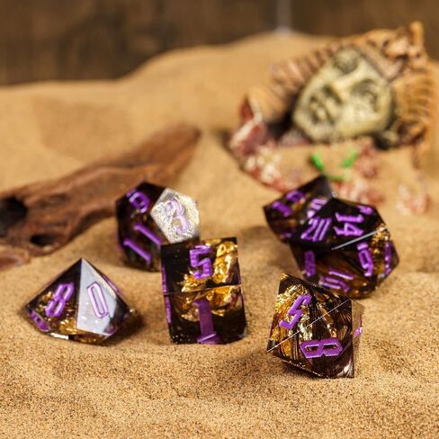 Cusdie Handmade DND Dice, Liquid Core Dice Set D&D Quicksand Sharp Dice, 7 PCs Transparent Polyhedral Dice Set for Dungeons & Dragons RPG MTG and Other Table Games(Blue and Green) in Kuwait