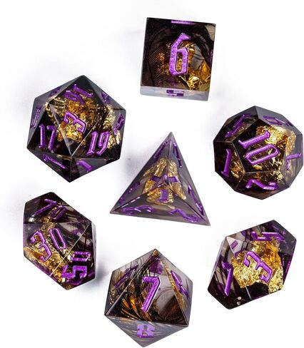 Cusdie Handmade DND Dice, Liquid Core Dice Set D&D Quicksand Sharp Dice, 7 PCs Transparent Polyhedral Dice Set for Dungeons & Dragons RPG MTG and Other Table Games(Blue and Green) in Kuwait