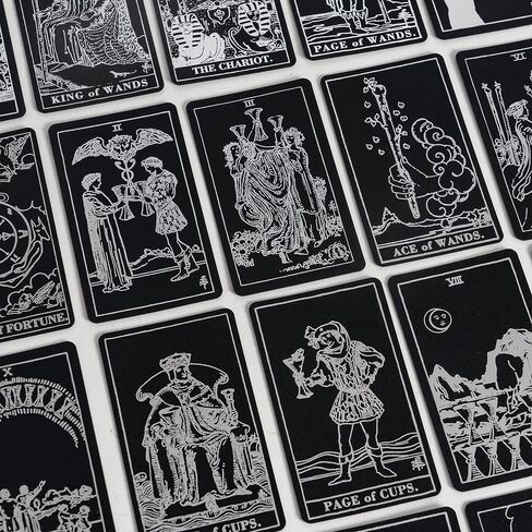 Prophet Silver Foil Tarot Cards Deck,78 Original Tarot Cards Fortune Telling Game with Guide Book for Beginners,Tarot Cards Standard Size4.75" x 2.76" (Black) in Kuwait